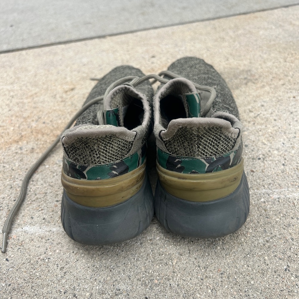 adidas Olive Knit Lace-Up Sneakers with Black Three Stripes - Picture 4 of 5